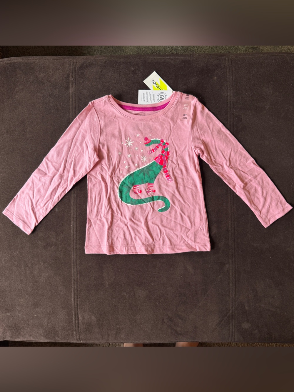 Epic Threads Pink Holiday Dinosaur Long-Sleeve Top